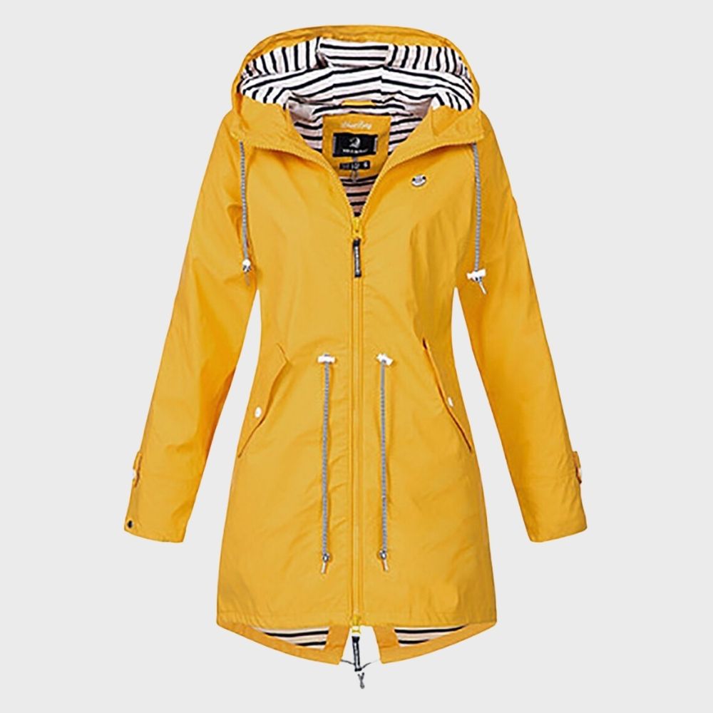 Dames Lange Regenjacke met Verstelbare Kapuze 4
