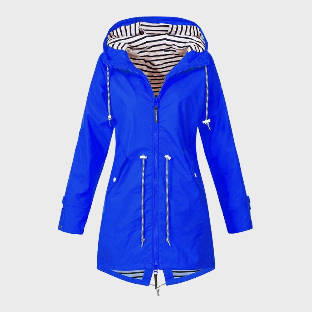Dames Lange Regenjacke met Verstelbare Kapuze 7
