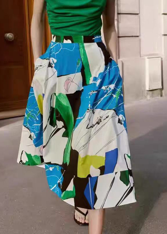 Dames Lange Rok met Blauwe Print en Grote Zoom 2