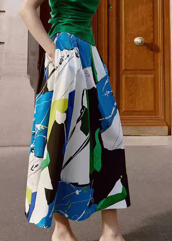 Dames Lange Rok met Blauwe Print en Grote Zoom 3