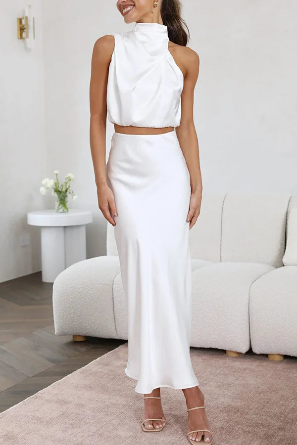 Dames Lange Set Minimalistisch met Drapeerbare Top 4