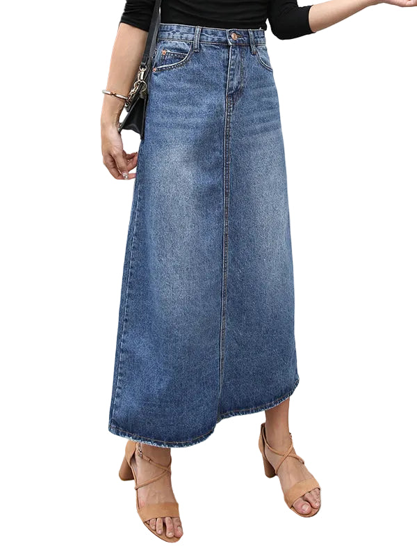 Dames Lange Spijkerrok Hoge Taille 0