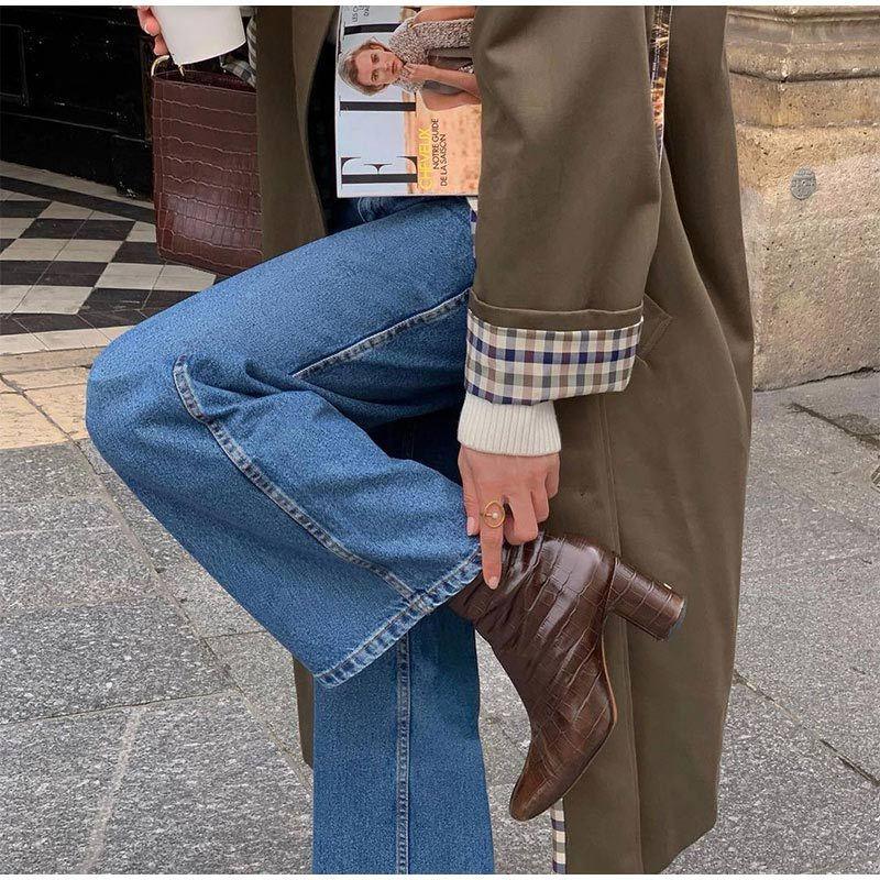 Dames Lange Trenchcoat met Rastervoering 1