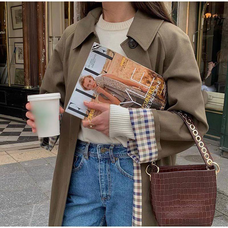 Dames Lange Trenchcoat met Rastervoering 3