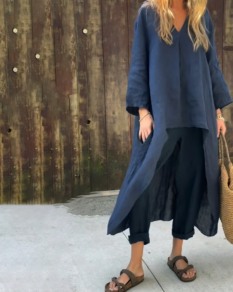 Dames Lange Tuniek en Broekset Casual Stijl 3