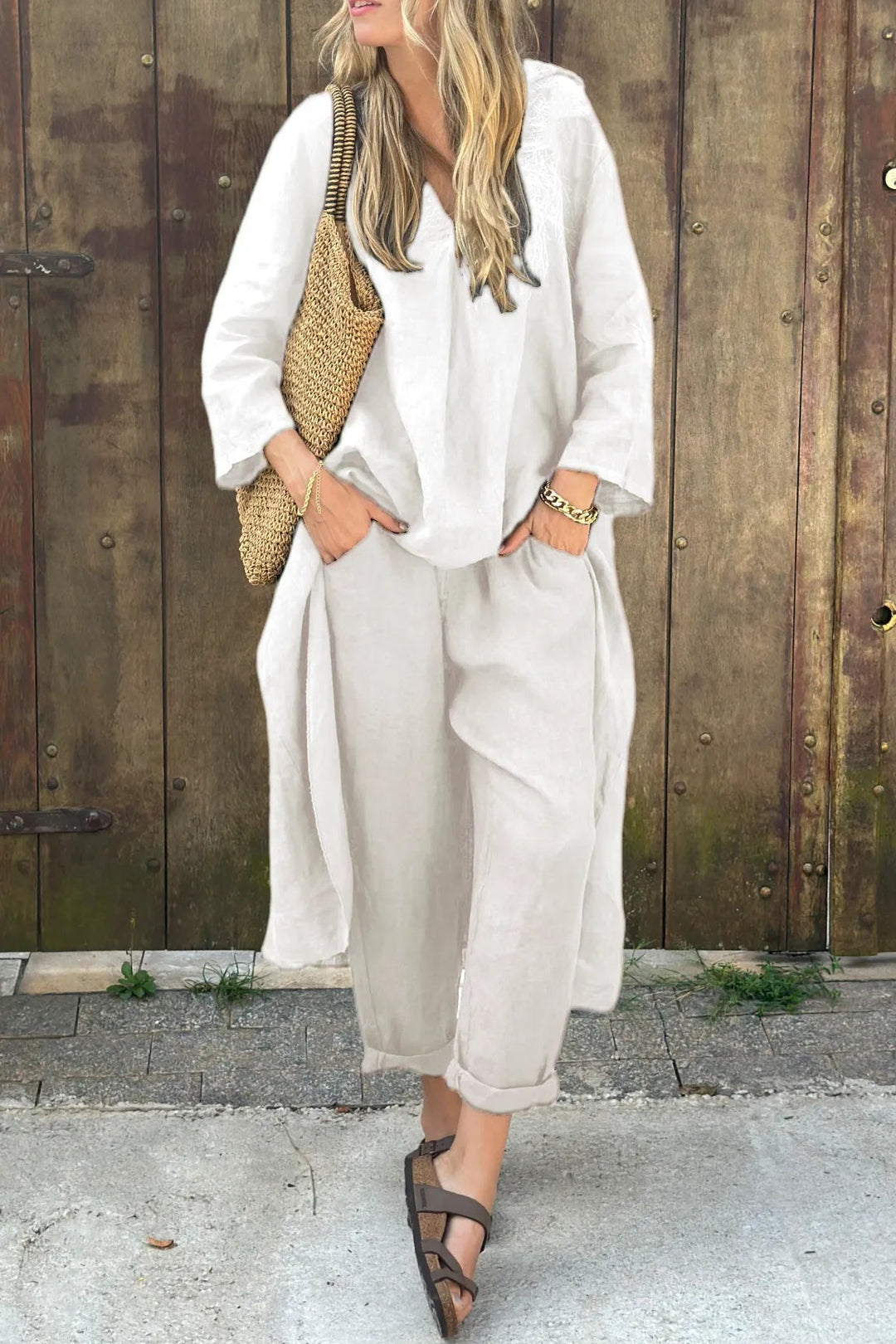 Dames Lange Tuniek en Broekset Casual Stijl 5