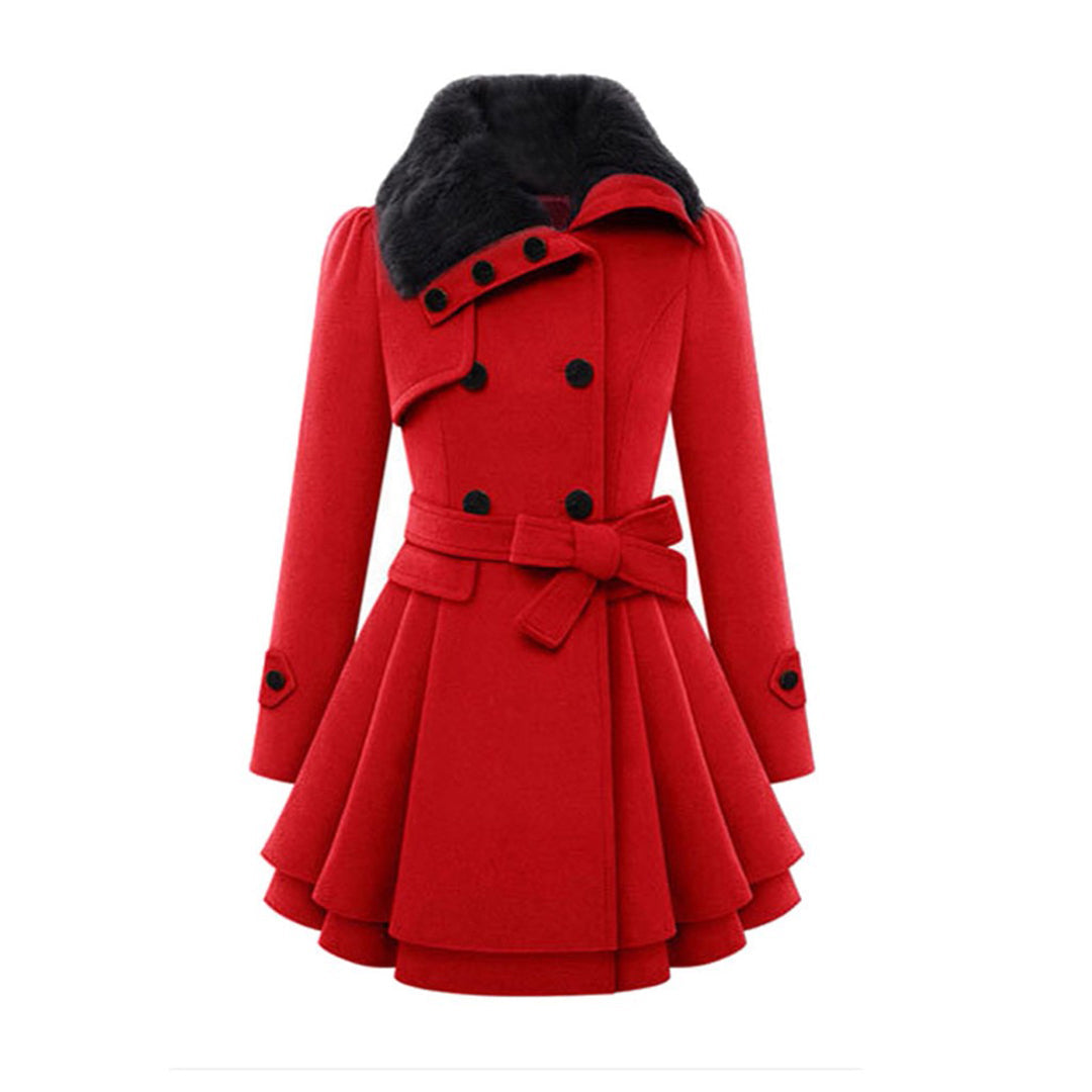 Dames Lange Winterjas Gewatteerd Met Bontkraag en Comfortabel Design 3