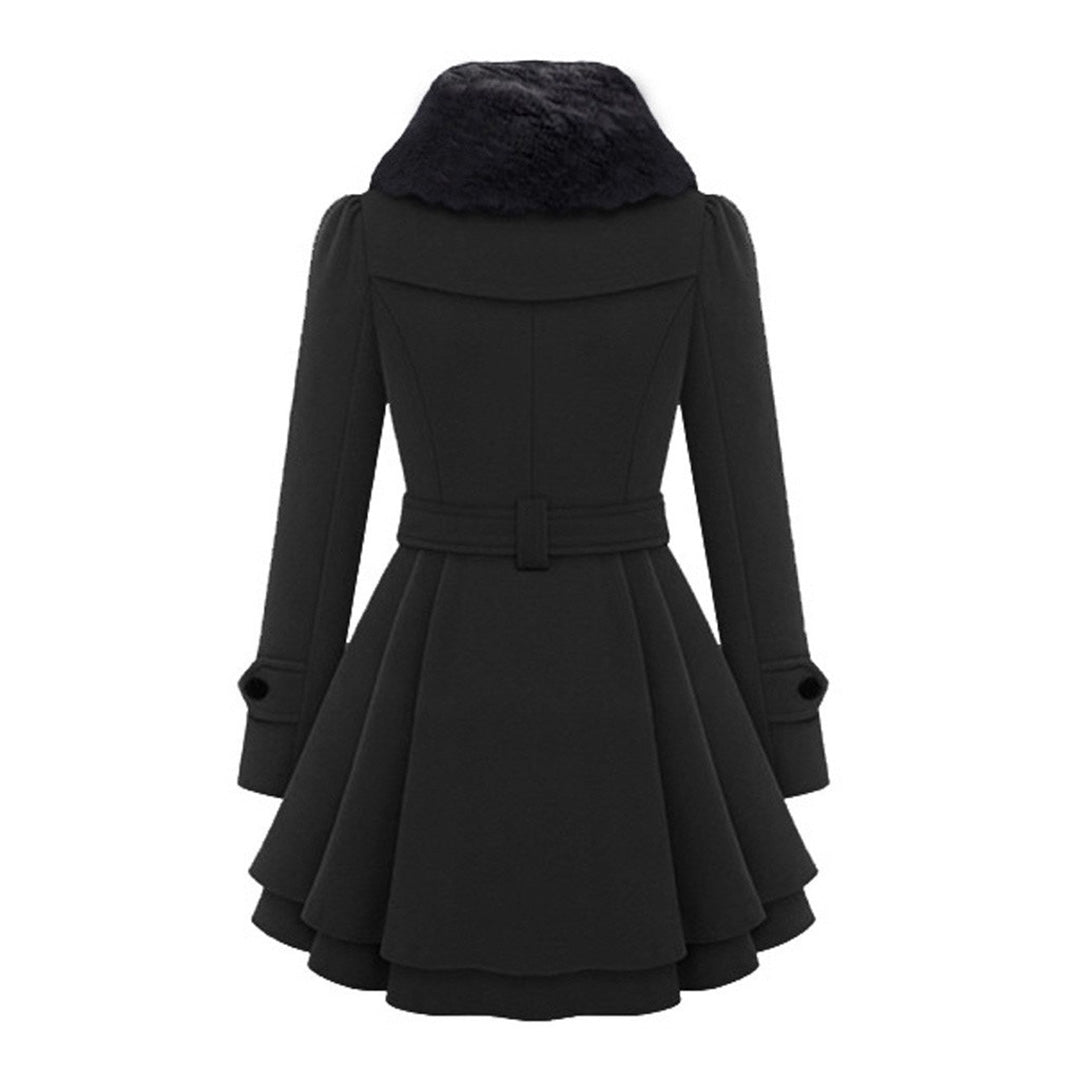 Dames Lange Winterjas Gewatteerd Met Bontkraag en Comfortabel Design 5