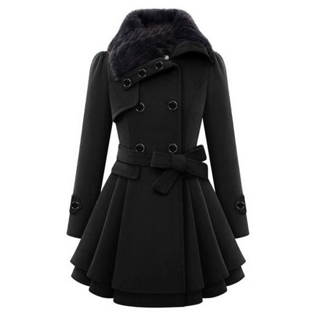 Dames Lange Winterjas Gewatteerd Met Bontkraag en Comfortabel Design 6