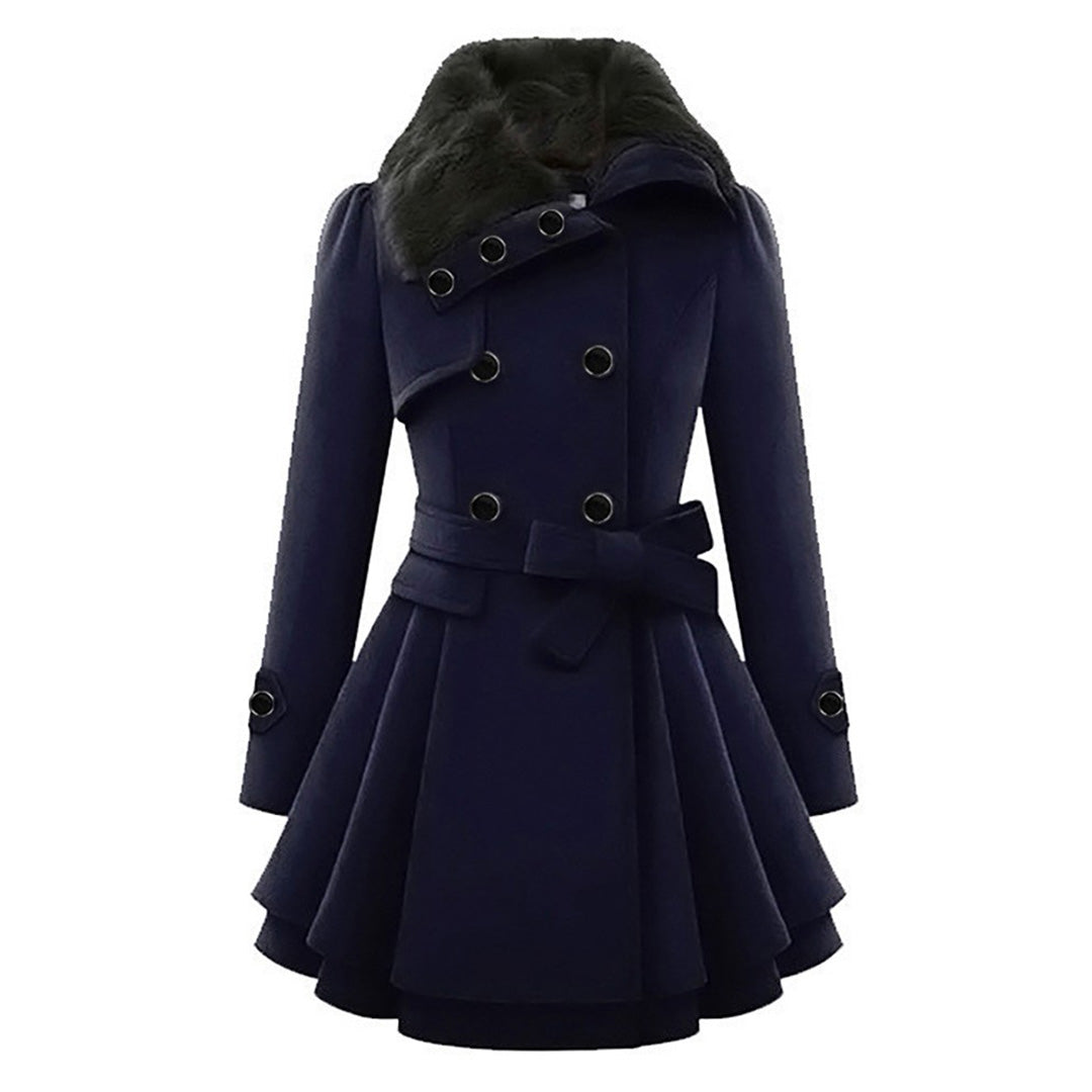 Dames Lange Winterjas Gewatteerd Met Bontkraag en Comfortabel Design 7
