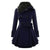 Dames Lange Winterjas Gewatteerd Met Bontkraag en Comfortabel Design 7