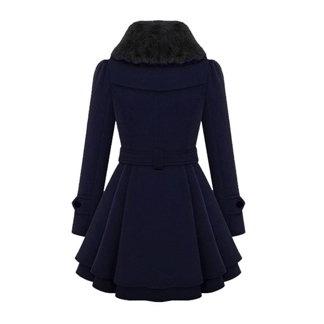 Dames Lange Winterjas Gewatteerd Met Bontkraag en Comfortabel Design 8