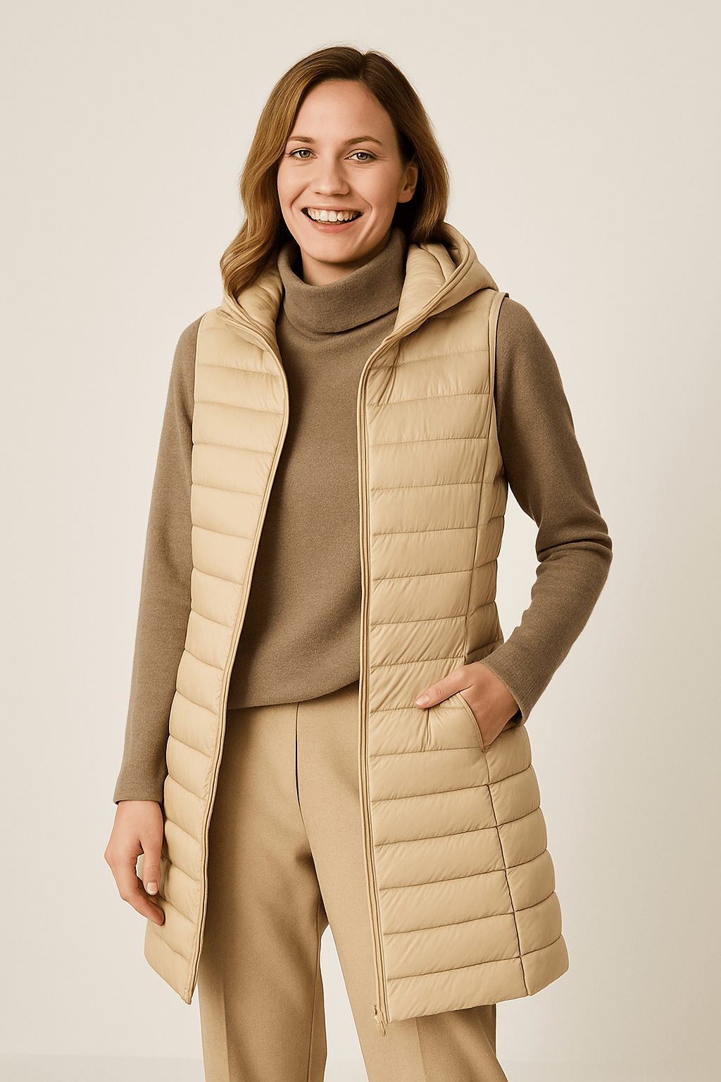 Dames Lange Winterjas Met Capuchon Gewatteerd Stylish 1