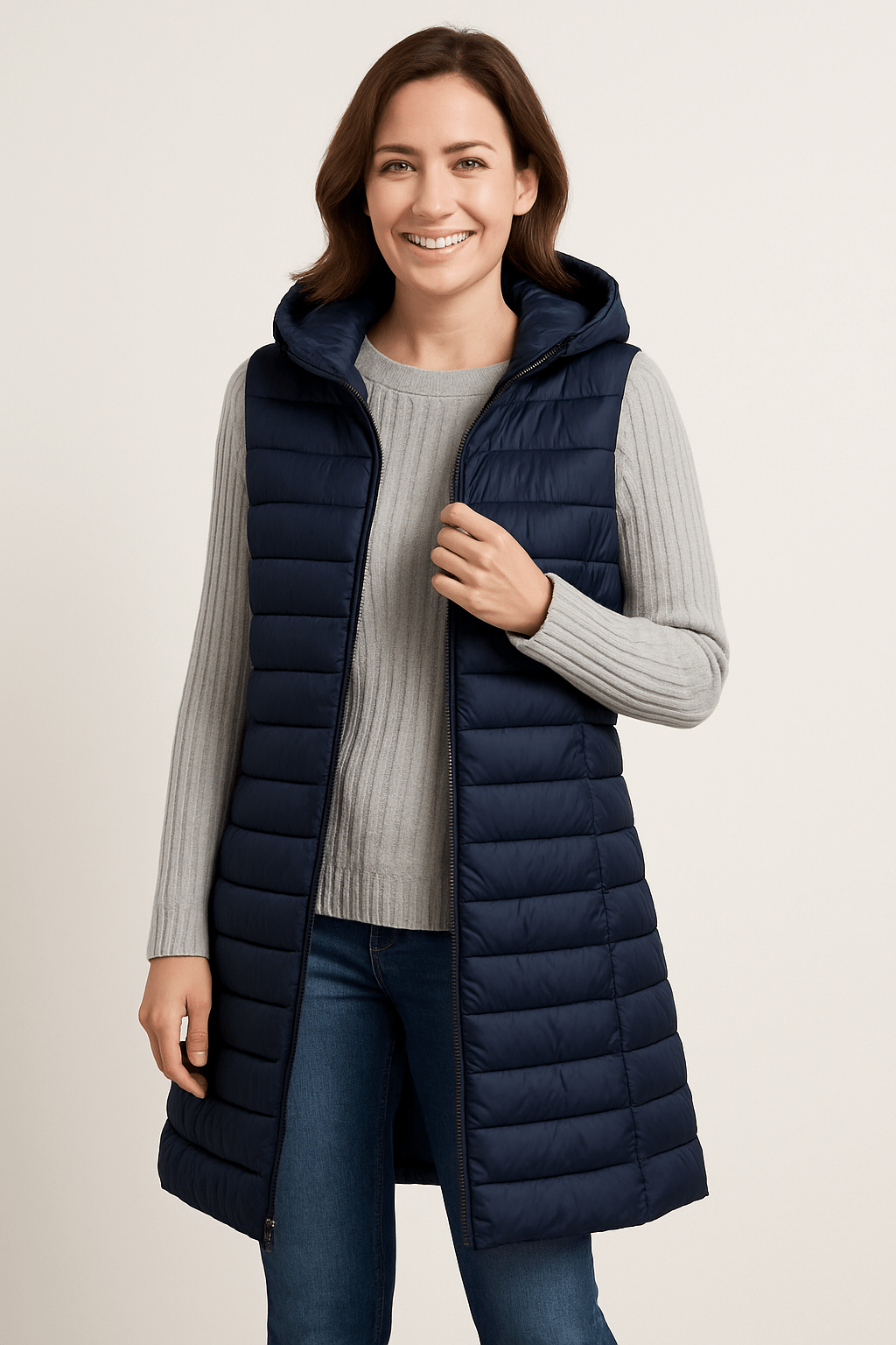 Dames Lange Winterjas Met Capuchon Gewatteerd Stylish 2