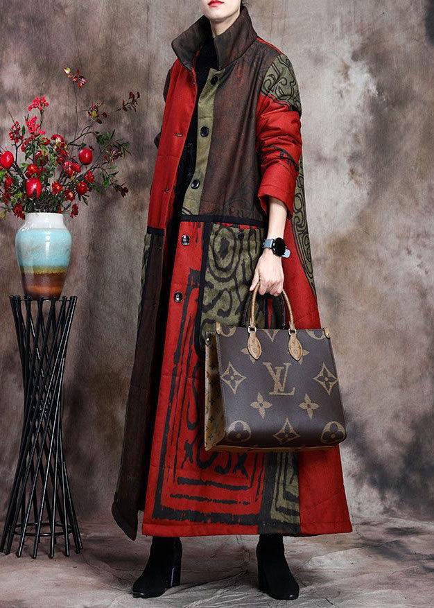 Dames Lange Winterjas Met Print En Zakjes Voor Koudere Maanden 3