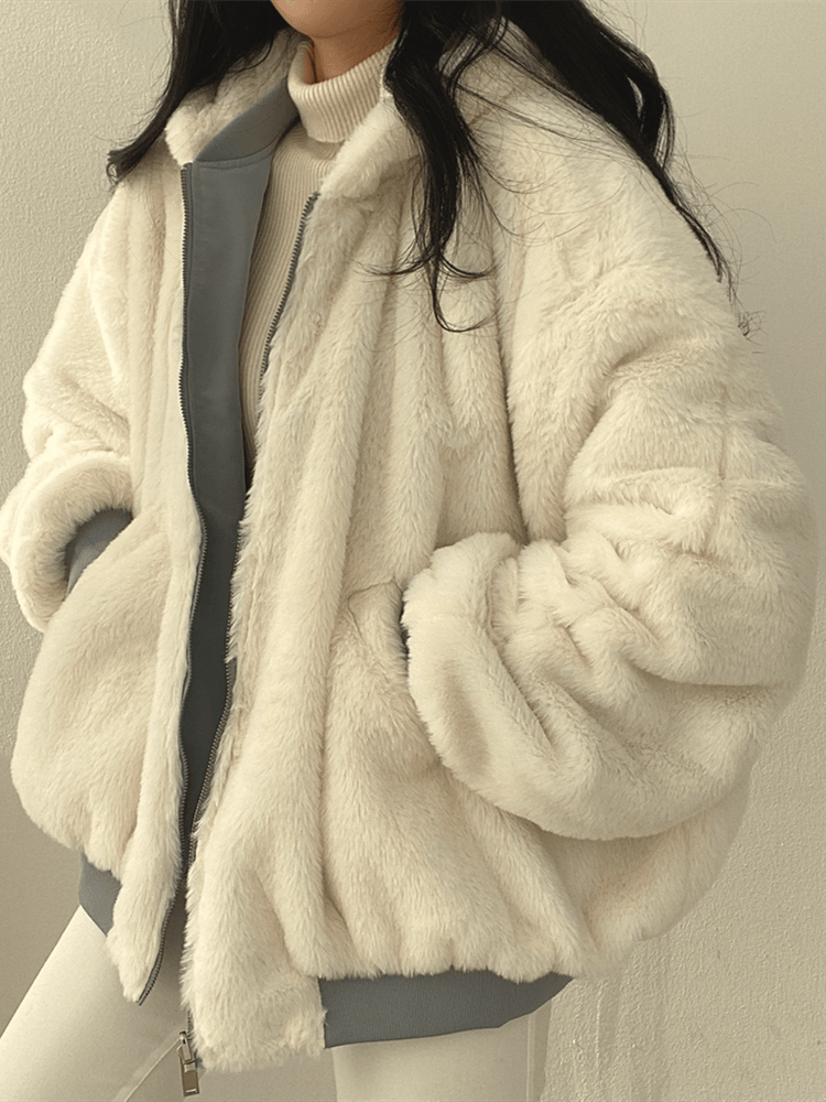 Dames Lange Winterjas Oversized Met Rits 2