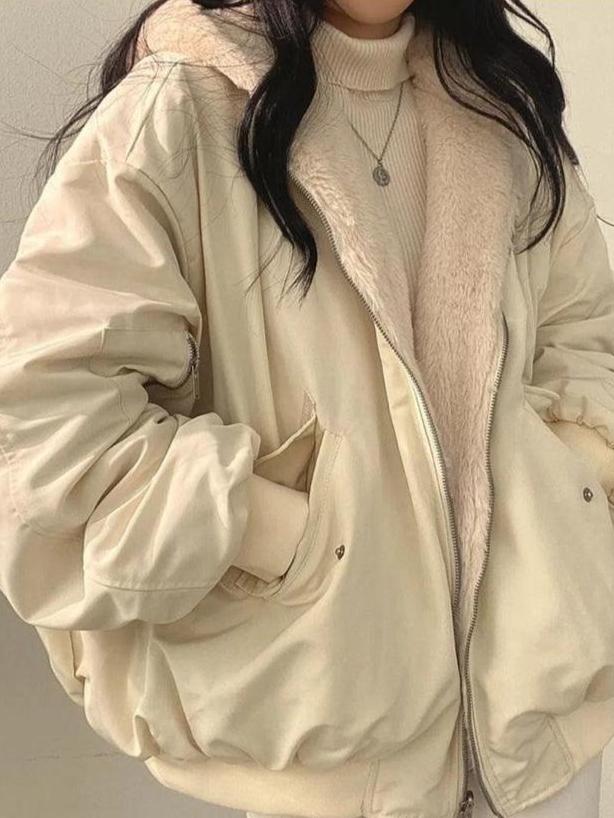 Dames Lange Winterjas Oversized Met Rits 3