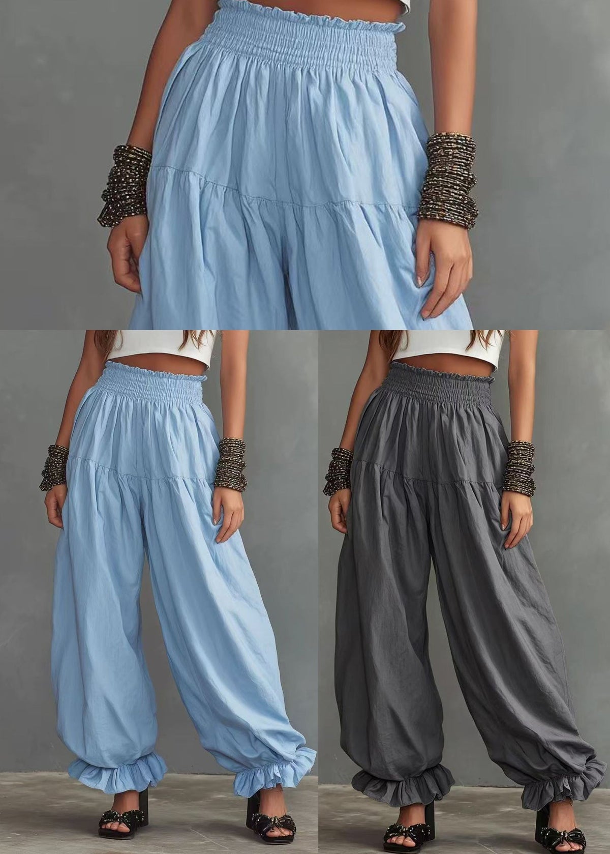 Dames Lantaarnbroek Casual Met Ruches En Elastische Taille 4