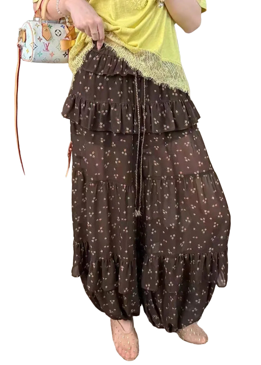 Dames Lantaarnbroek met Ruches en Trekkoord Zomerstijl 0