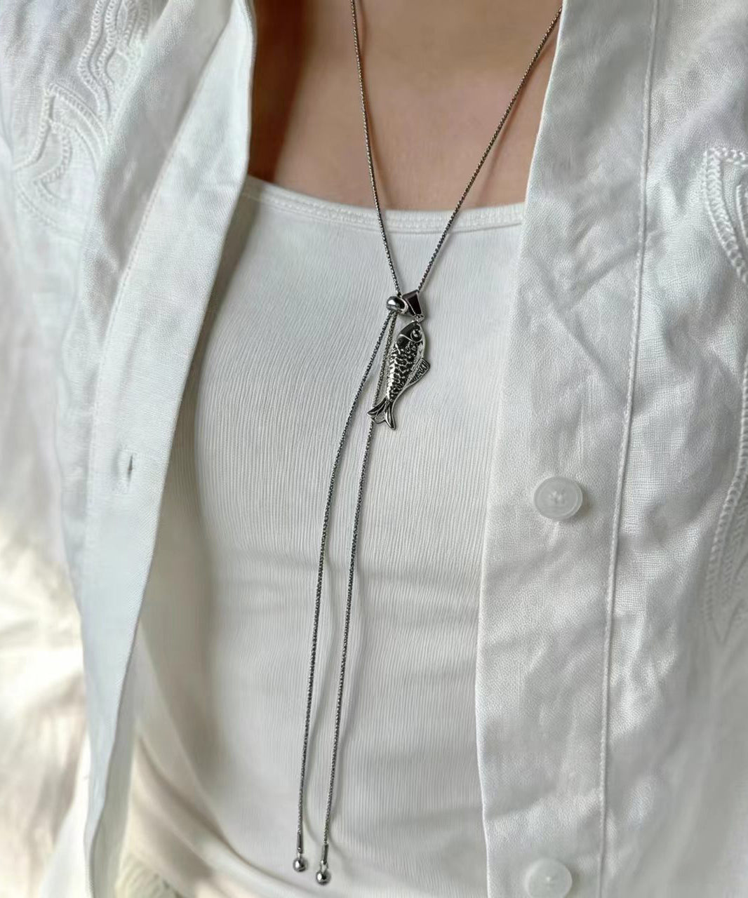 Dames Lariat Ketting Boho Stijl Kleine Vis 0