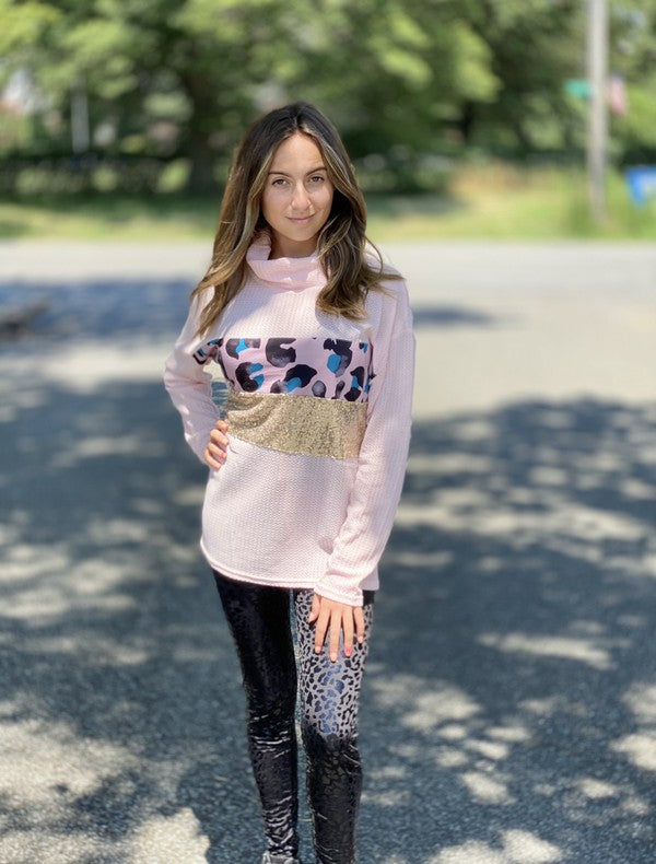 Dames Leggings Zwart met Luipaardstructuur 1