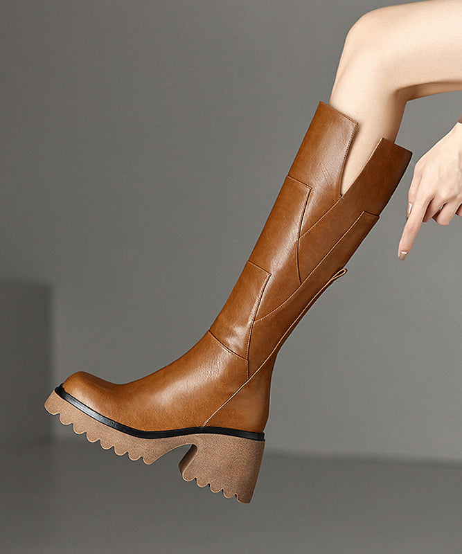 Dames Leren Boots Chunky met Rits en Rubberen Zool 0