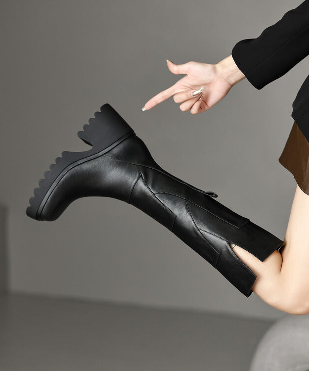 Dames Leren Boots Chunky met Rits en Rubberen Zool 1