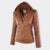 Dames Leren Jas Korte Stijl met Afneembare Capuchon en Thermische Voering 1