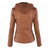 Dames Leren Jas Korte Stijl met Afneembare Capuchon en Thermische Voering 2