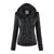 Dames Leren Jas Korte Stijl met Afneembare Capuchon en Thermische Voering 5