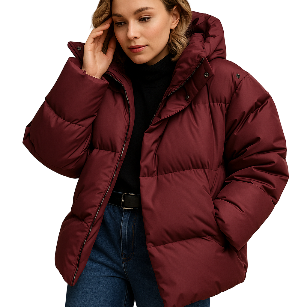 Dames Lichtgewicht Gevoerde Jas met Kap 0