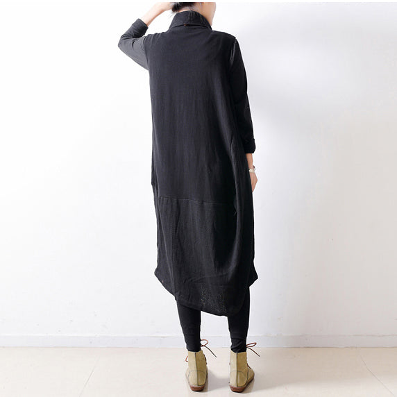 Dames Linnen Jurk Met Schouderrits Patchwork Stijl 3