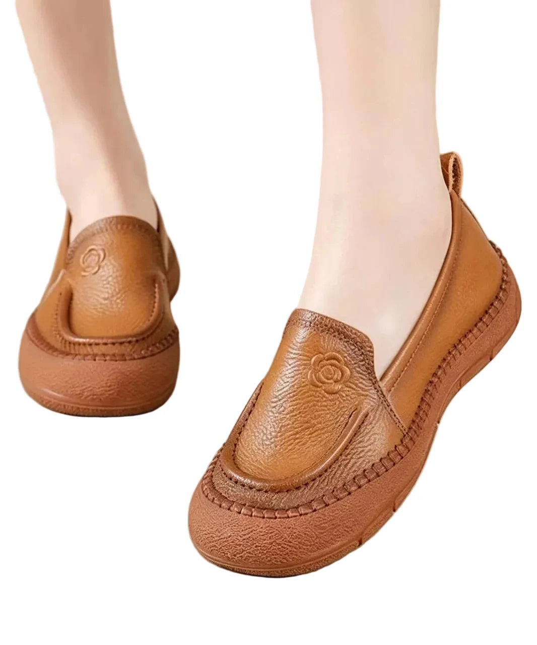 Dames Loafers Casual Met Reliëf En Bloemenmotief 0