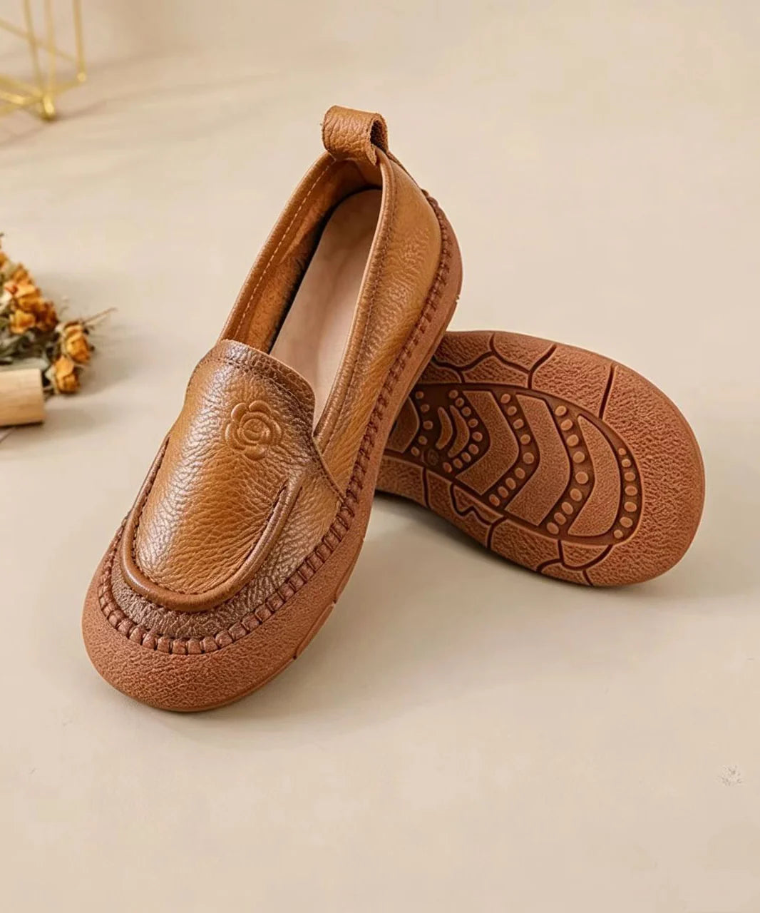 Dames Loafers Casual Met Reliëf En Bloemenmotief 2