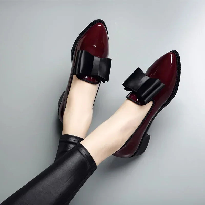 Dames Loafers Stijlvol met Decoratieve Strik en Puntige Neus 3