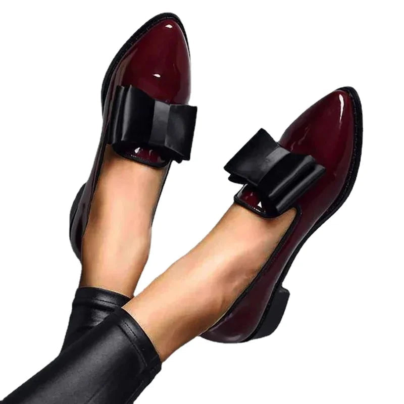 Dames Loafers Stijlvol met Decoratieve Strik en Puntige Neus 6