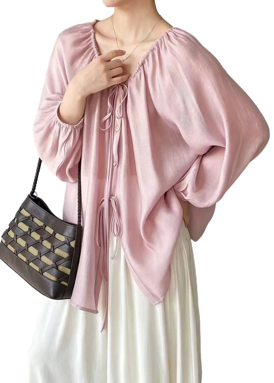 Dames Losse Shirt Met Trekkoord Zomerse Stijl 0