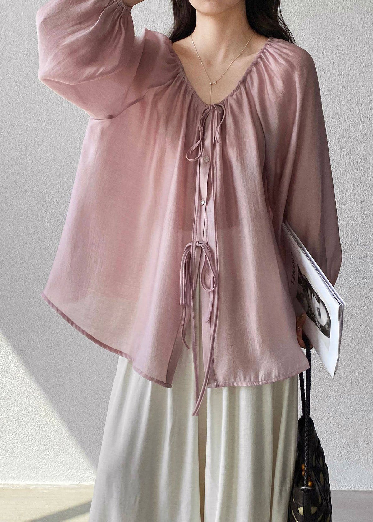 Dames Losse Shirt Met Trekkoord Zomerse Stijl 2