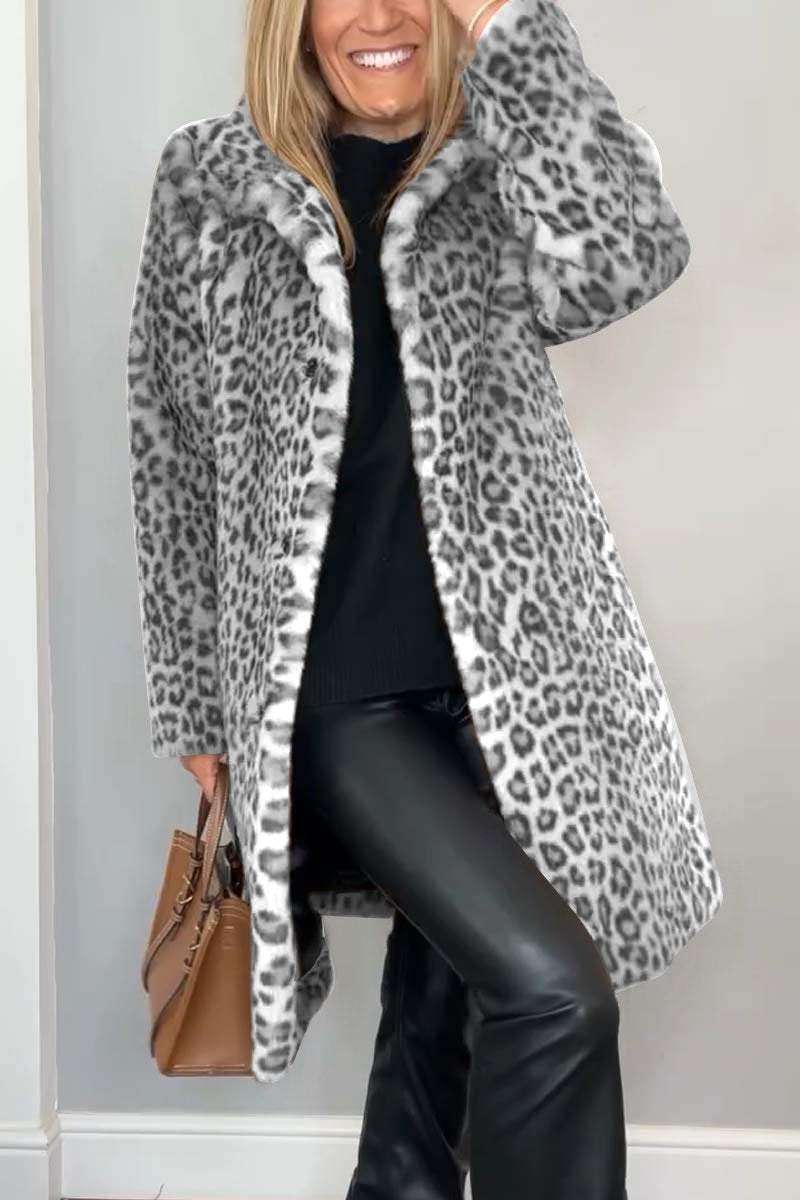 Dames Luxe Leopard Coat Chique Stijl 4