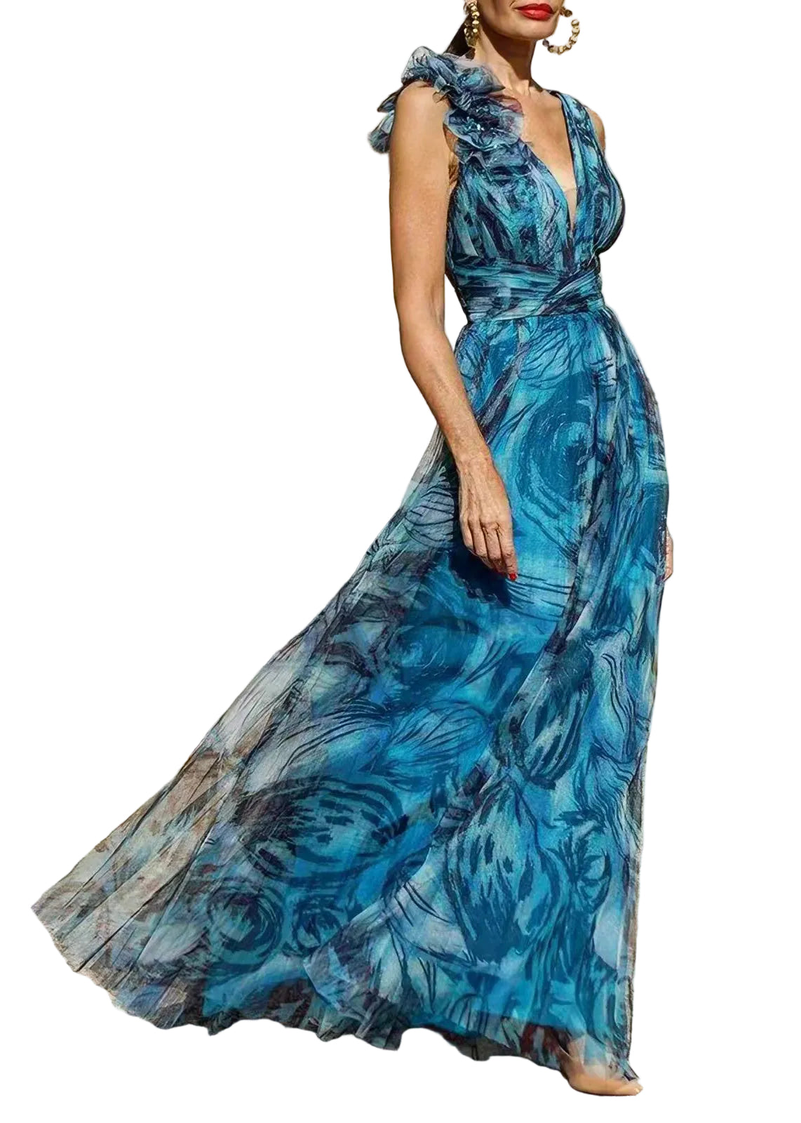 Dames Maxi-jurk Boheemse Stijl V-hals Bloemenprint 0