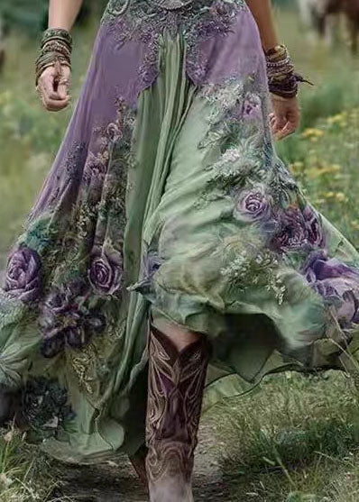 Dames Maxi-jurk Bohemien Stijl Met V-hals En Korte Mouwen 4