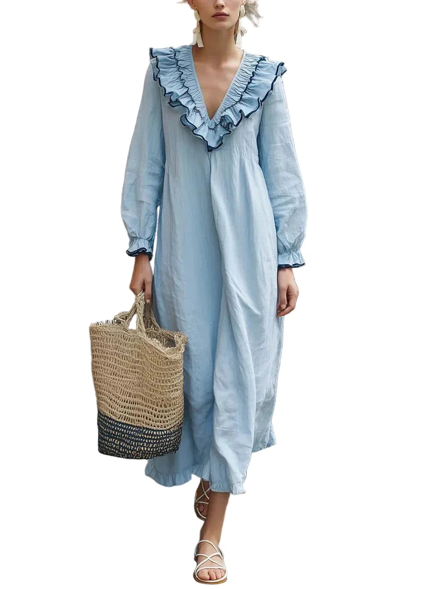 Dames Maxi-jurk Boho Stijl Met Ruches 0