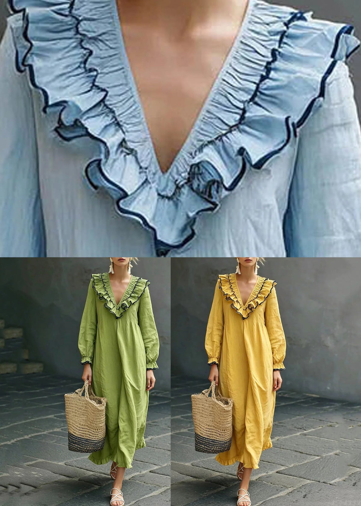 Dames Maxi-jurk Boho Stijl Met Ruches 4