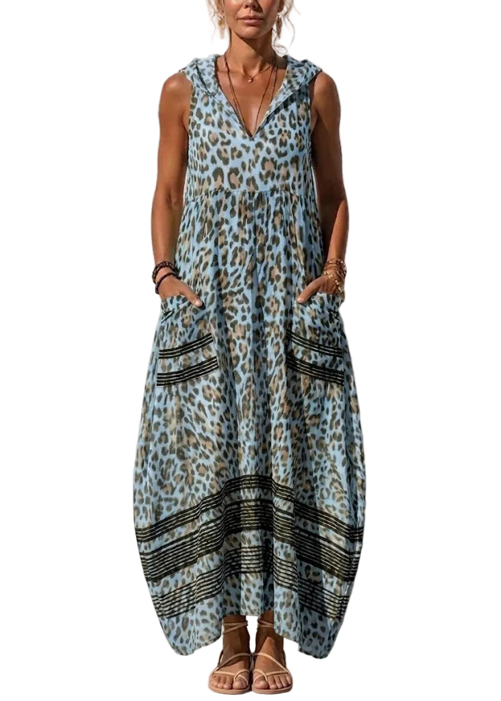 Dames Maxi-jurk Boho Stijl Mouwloos Met Capuchon 0