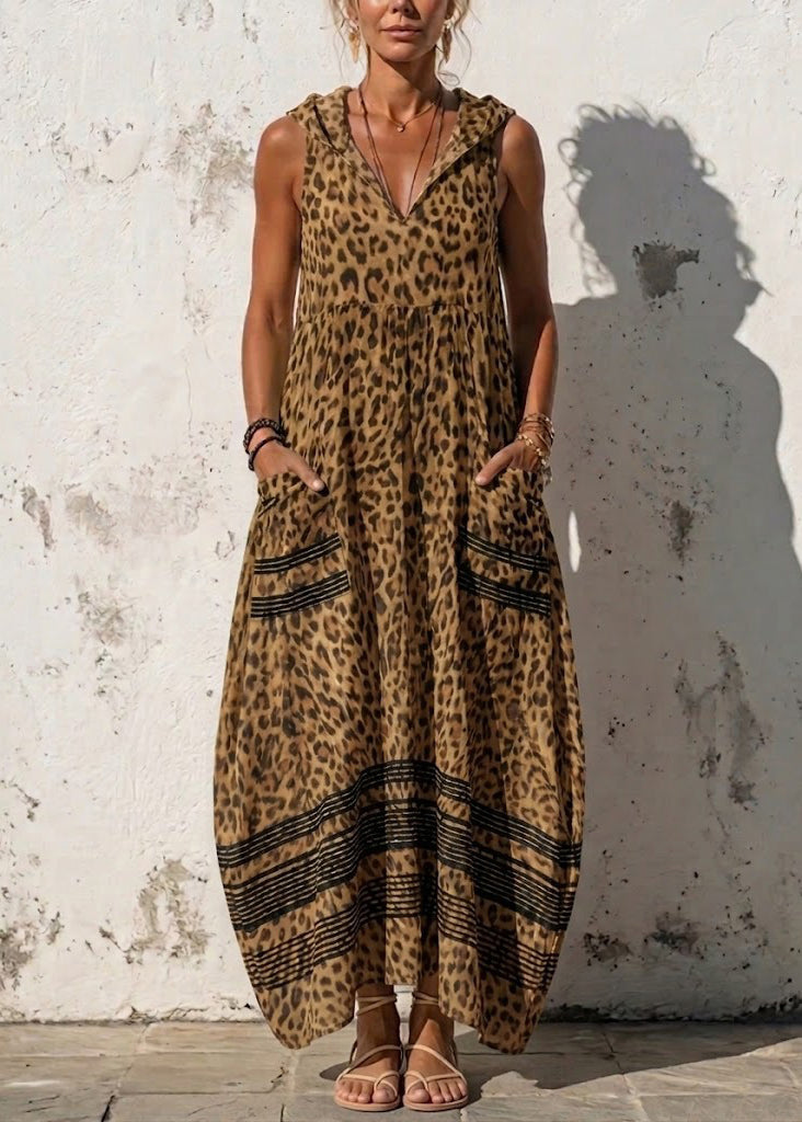 Dames Maxi-jurk Boho Stijl Mouwloos Met Capuchon 1