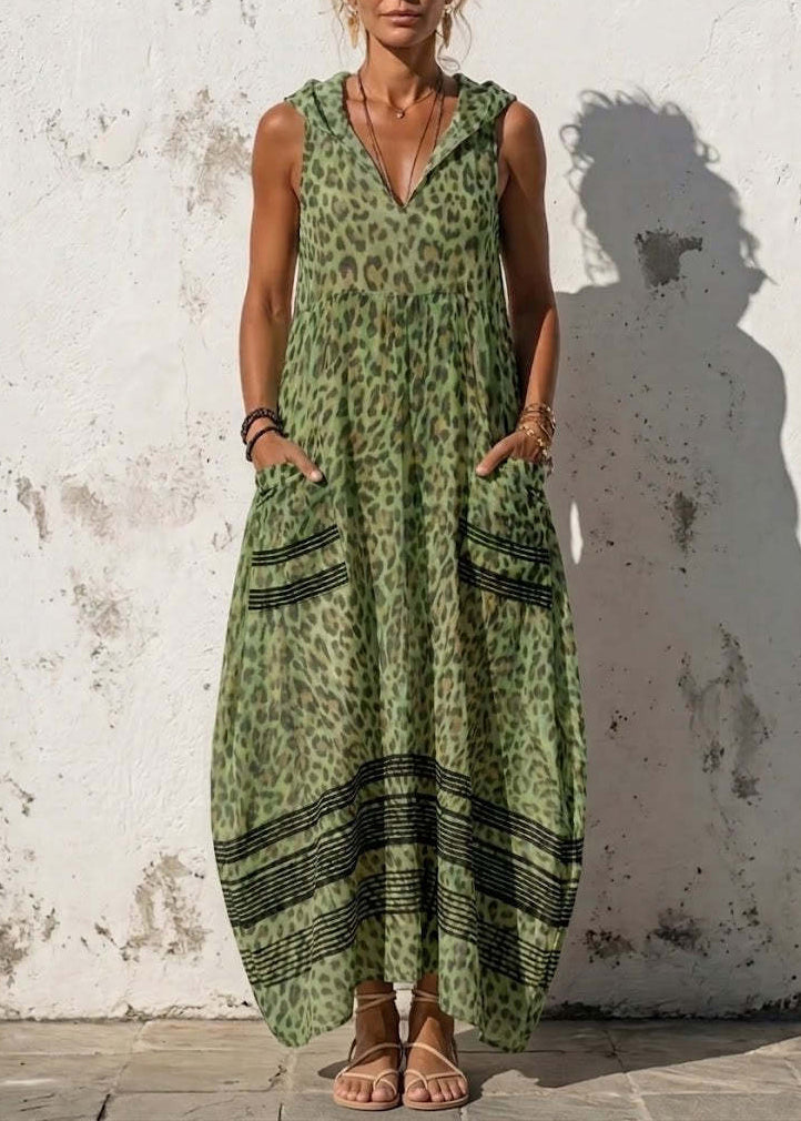 Dames Maxi-jurk Boho Stijl Mouwloos Met Capuchon 2
