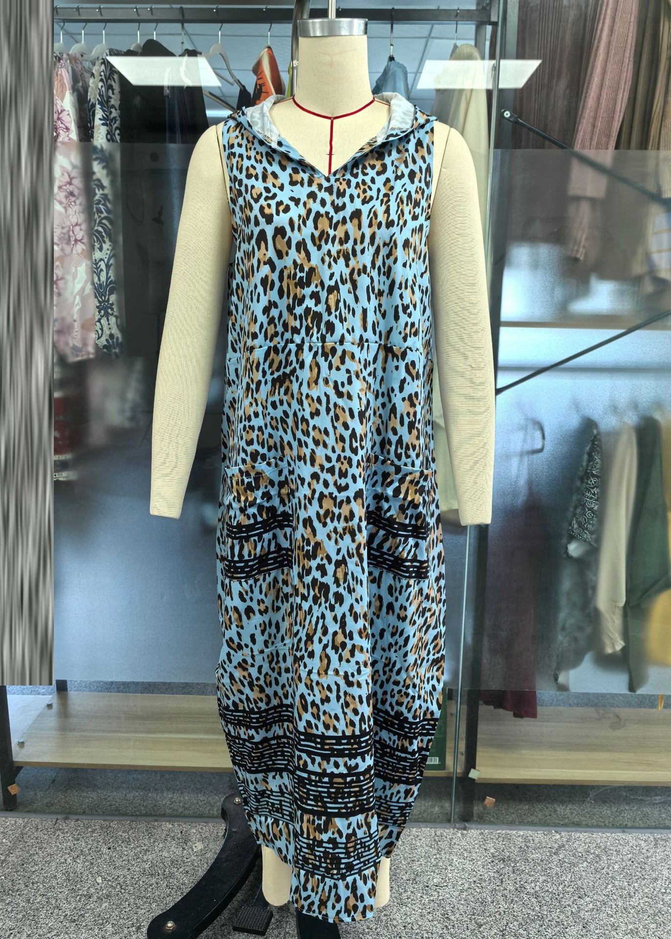 Dames Maxi-jurk Boho Stijl Mouwloos Met Capuchon 3