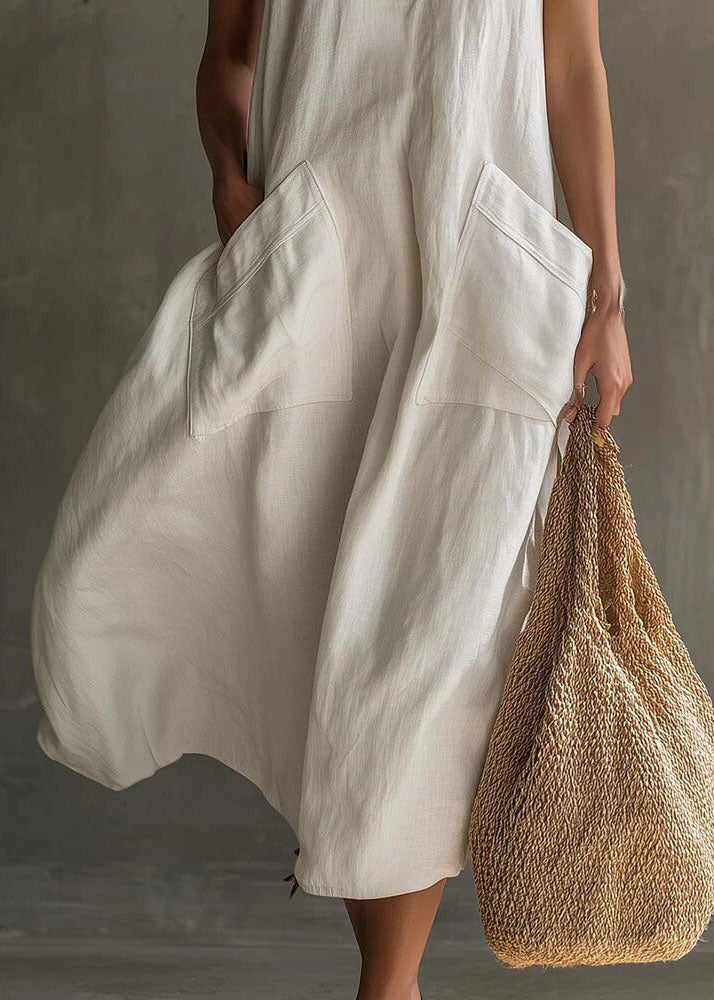 Dames Maxi-jurk Halter V-hals Zonder Mouwen Met Zakken 4