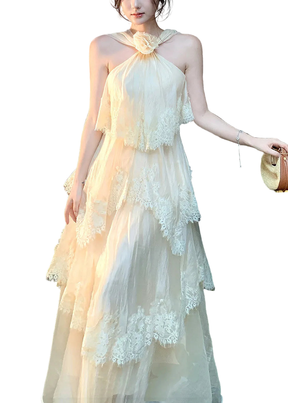 Dames Maxi-jurk Halter met Bloemenprint 1