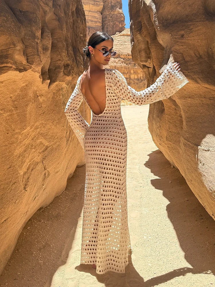 Dames Maxi-jurk Lange Mouwen Met Bell Sleeve 2